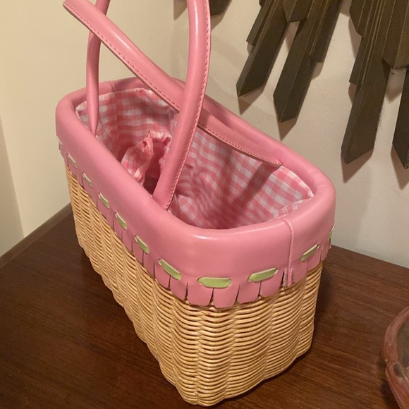 Clever Carriage Company-wicker & leather trim handbag - Picture 5 of 6